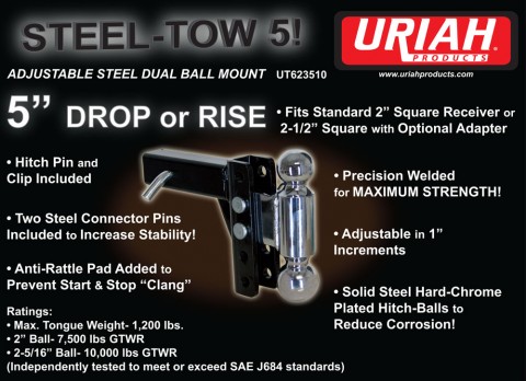 Steel-Tow 5! Adjustable Steel Dual Ball Mount